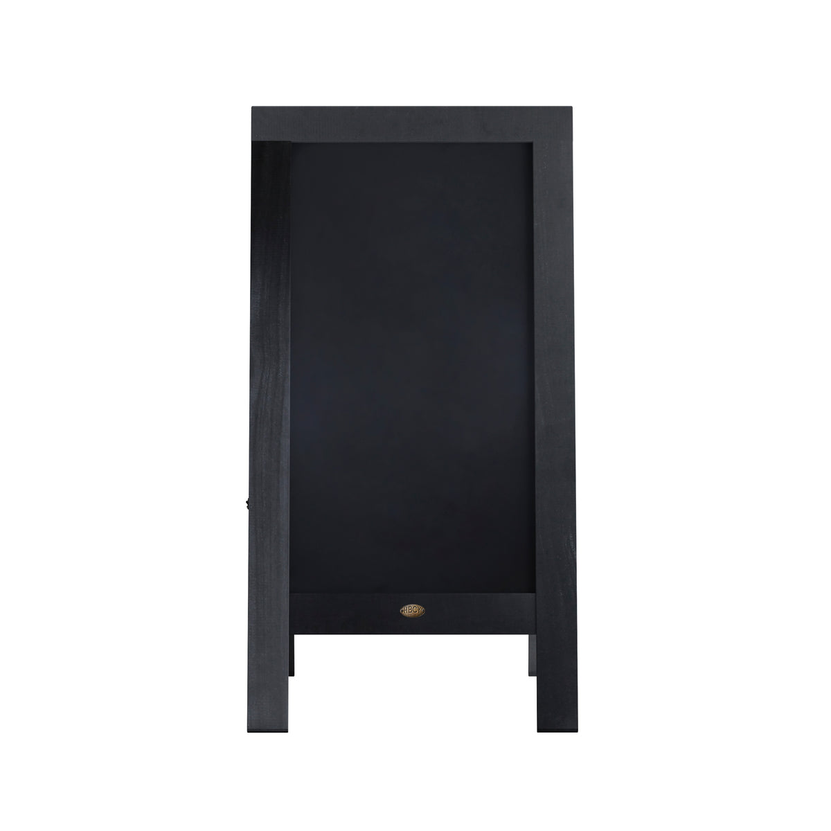 Canterbury 40" x 20" Black Wooden Indoor/Outdoor A-Frame Magnetic Chalkboard Sign Set with 8 Chalk Markers, 10 Stencils, and 2 Magnets, and Eraser