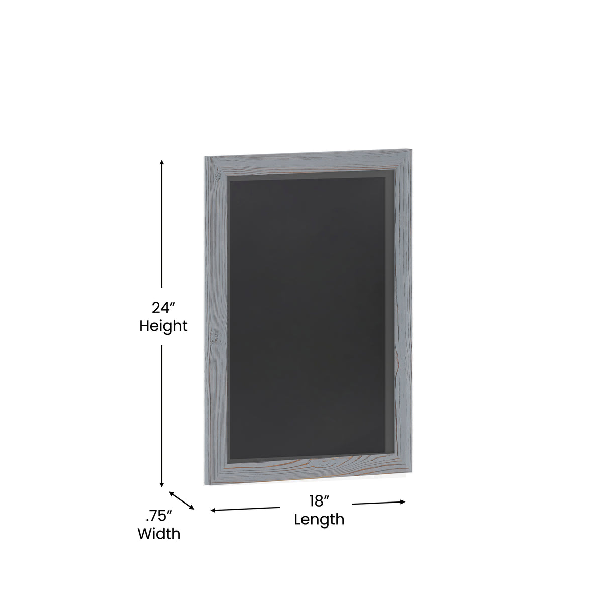 Canterbury 18" x 24" Rustic Gray Wall Mount Magnetic Chalkboard Sign with Eraser, Hanging Wall Chalkboard Memo Board for Home, School, or Business