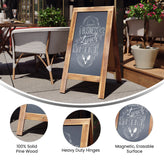 Canterbury 40" x 20" Vintage Wooden A-Frame Magnetic Indoor/Outdoor Chalkboard Sign, Freestanding Double Sided Extra Large Message Board, Rustic Brown