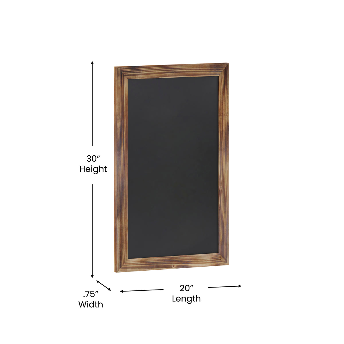 Canterbury 20" x 30" Torched Wood Wall Mount Magnetic Chalkboard Sign with Eraser, Hanging Wall Chalkboard Memo Board for Home, School, or Business