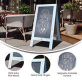 Canterbury 40" x 20" Vintage Wooden A-Frame Magnetic Indoor/Outdoor Chalkboard Sign, Freestanding Double Sided Extra Large Message Board, Robin Blue