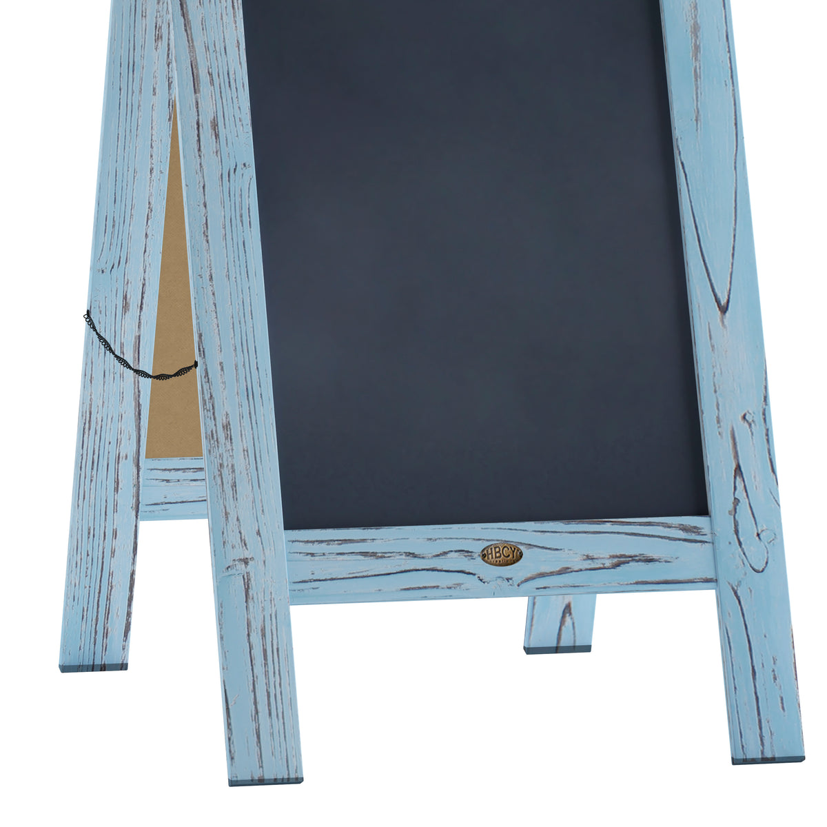 Canterbury 40" x 20" Vintage Wooden A-Frame Magnetic Indoor/Outdoor Chalkboard Sign, Freestanding Double Sided Extra Large Message Board, Robin Blue