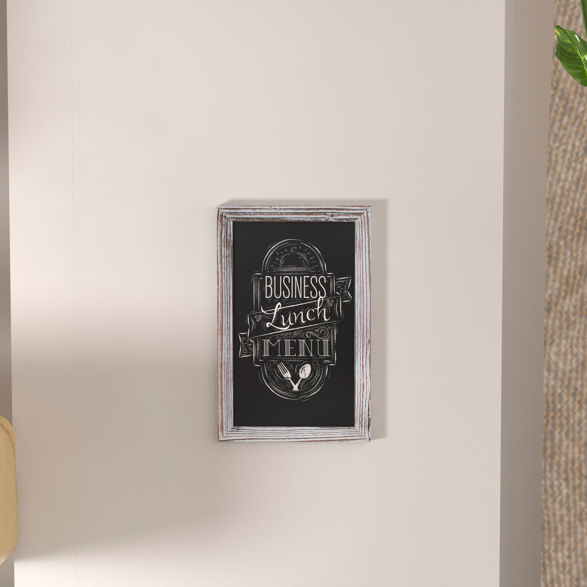 Canterbury 11" x 17" Whitewashed Wall Mount Magnetic Chalkboard Sign with Eraser, Hanging Wall Chalkboard Memo Board for Home, School, or Business