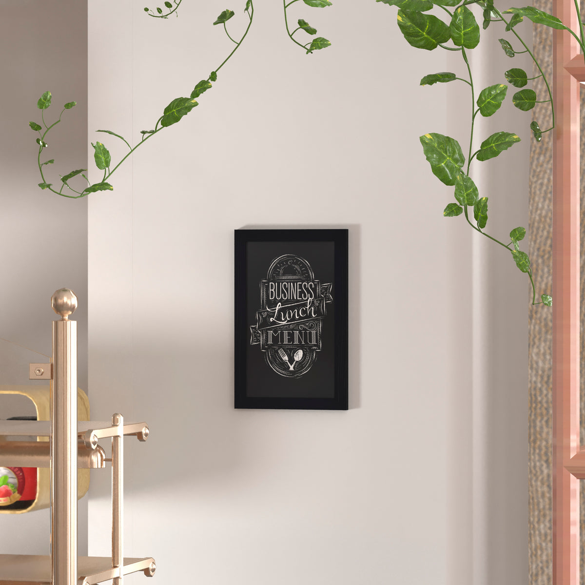 Canterbury 11" x 17" Black Wall Mount Magnetic Chalkboard Sign with Eraser, Hanging Wall Chalkboard Memo Board for Home, School, or Business