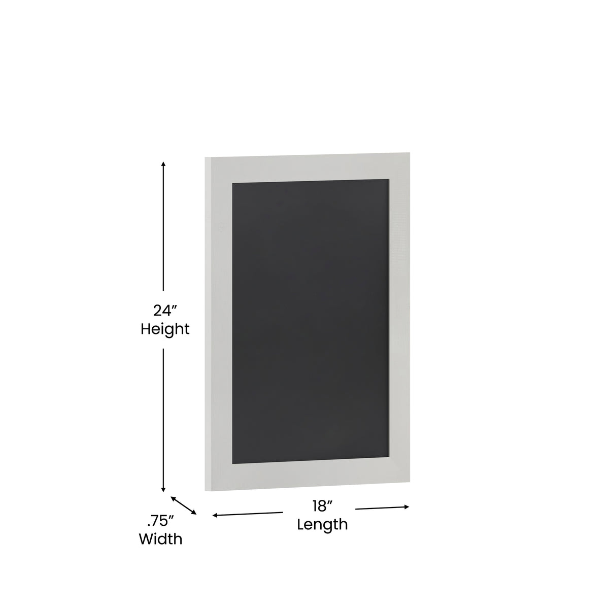 Canterbury 18" x 24" White Wall Mount Magnetic Chalkboard Sign with Eraser, Hanging Wall Chalkboard Memo Board for Home, School, or Business