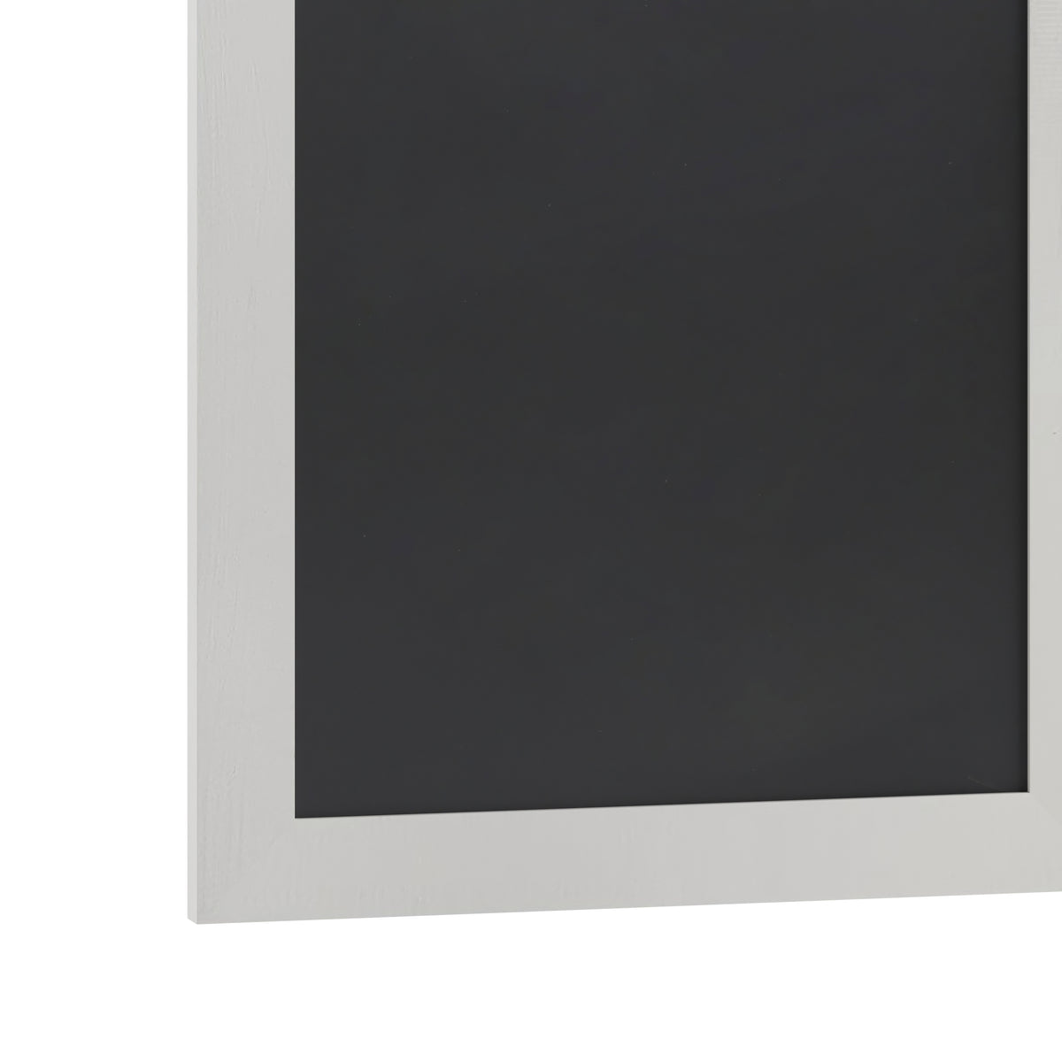 Canterbury 18" x 24" White Wall Mount Magnetic Chalkboard Sign with Eraser, Hanging Wall Chalkboard Memo Board for Home, School, or Business