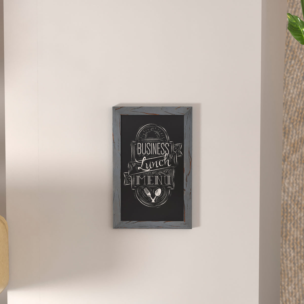 Canterbury 11" x 17" Rustic Gray Wall Mount Magnetic Chalkboard Sign with Eraser, Hanging Wall Chalkboard Memo Board for Home, School, or Business