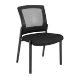 HERCULES Commercial Armless Stackable Side Chair with Black Mesh Seat and Powder Coated Black Steel Frame