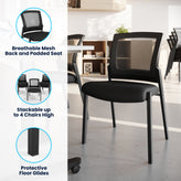 HERCULES Commercial Armless Stackable Side Chair with Black Mesh Seat and Powder Coated Black Steel Frame