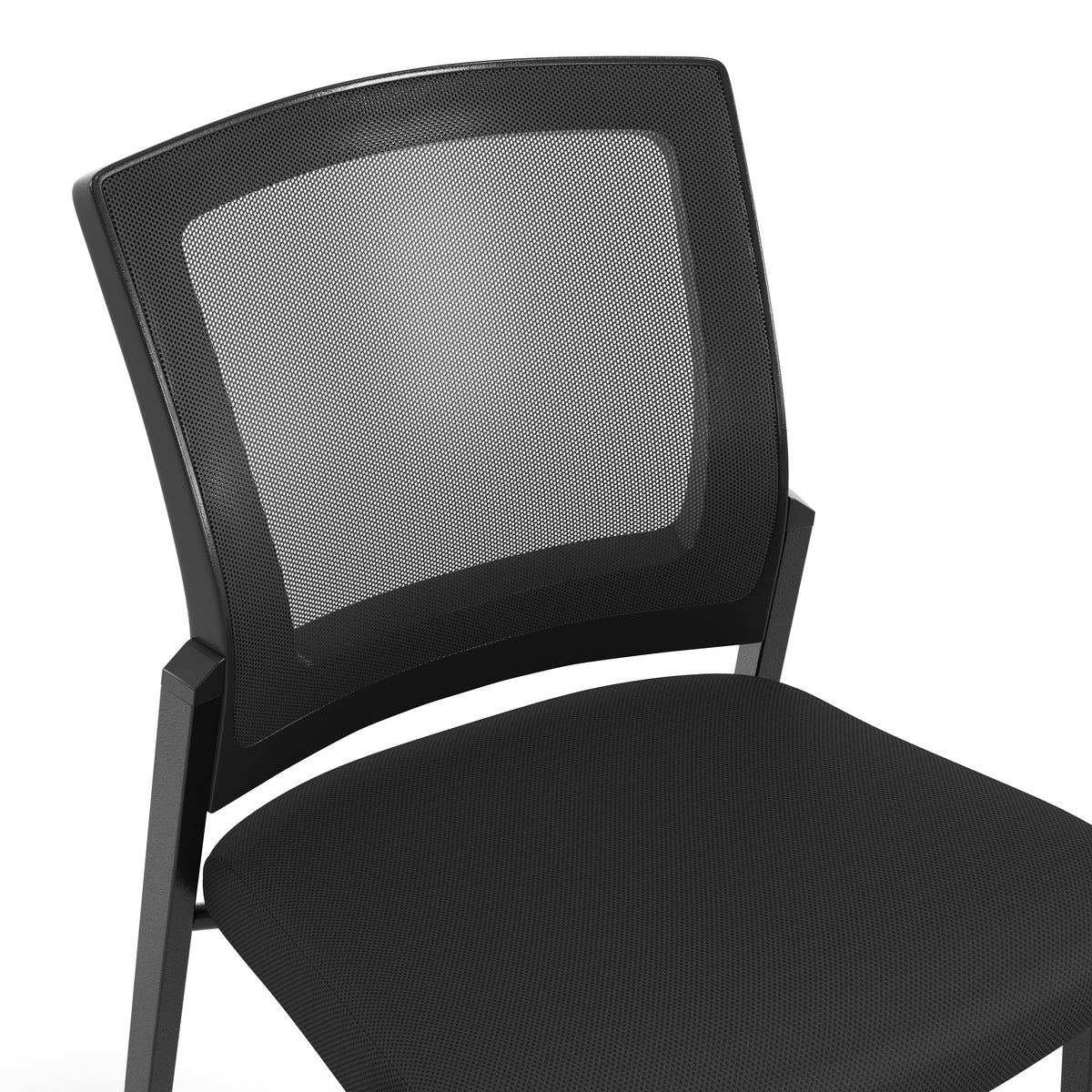 HERCULES Commercial Armless Stackable Side Chair with Black Mesh Seat and Powder Coated Black Steel Frame