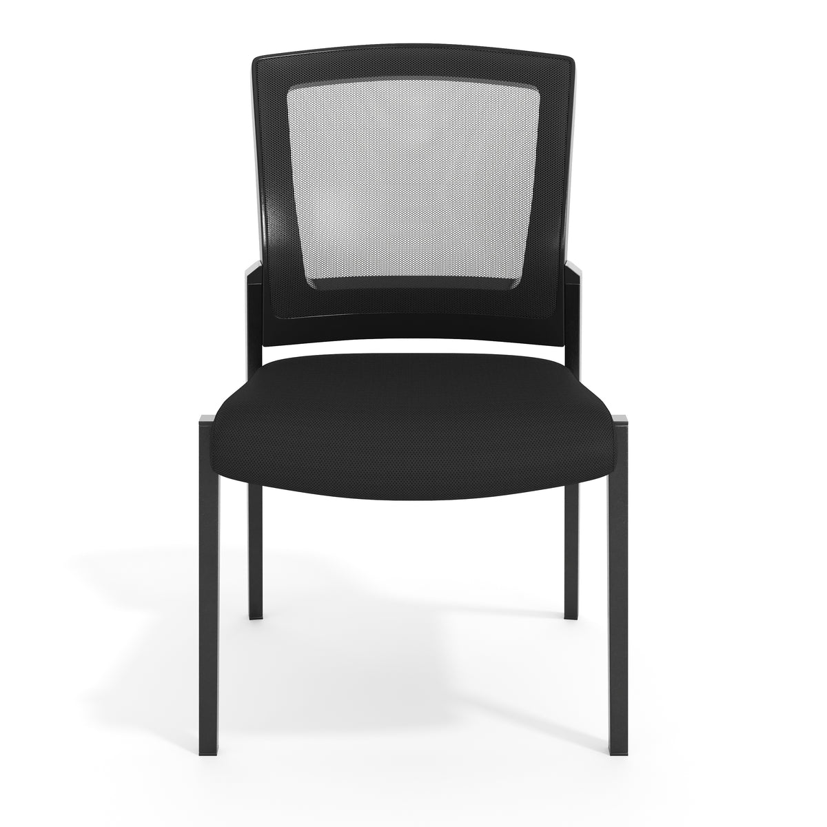 HERCULES Commercial Armless Stackable Side Chair with Black Mesh Seat and Powder Coated Black Steel Frame
