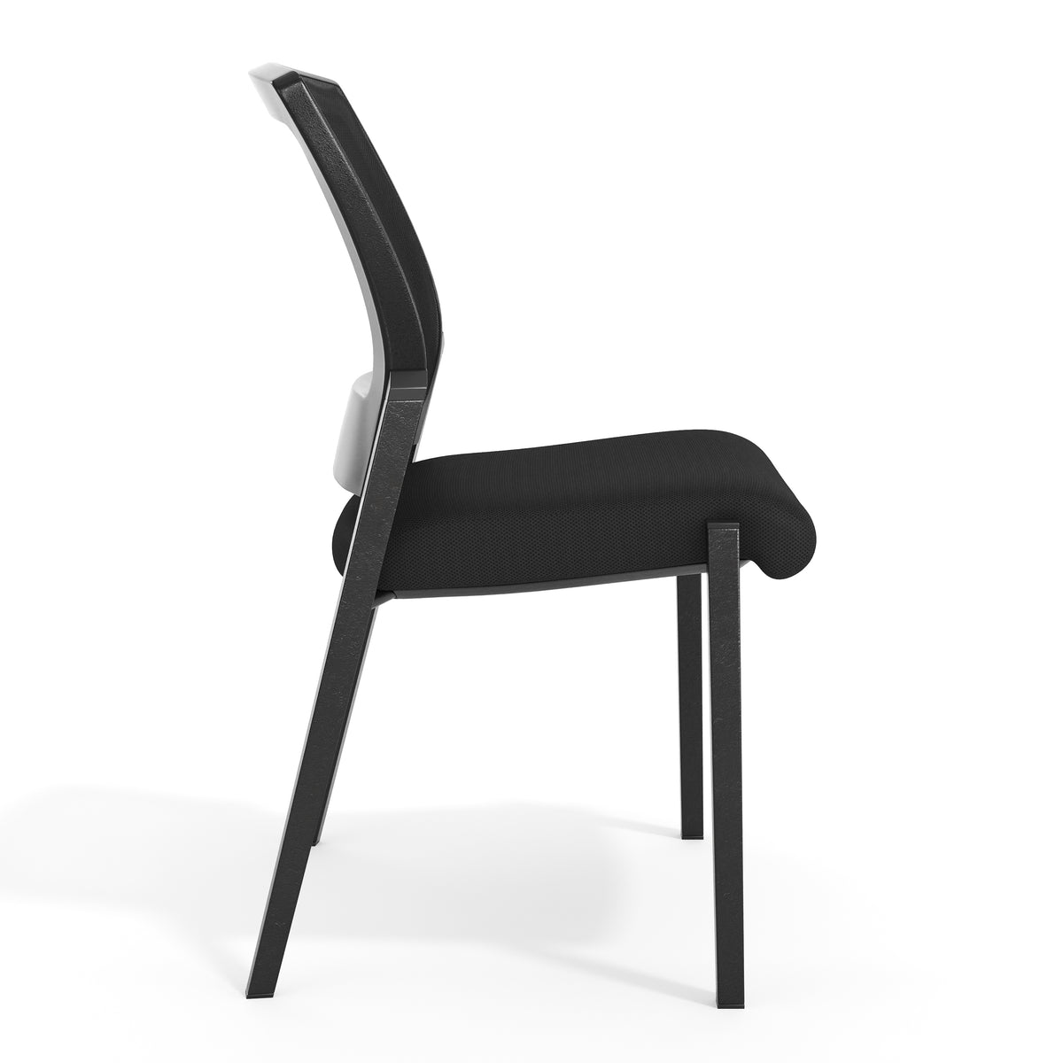 HERCULES Commercial Armless Stackable Side Chair with Black Mesh Seat and Powder Coated Black Steel Frame