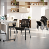 HERCULES Commercial Armless Stackable Side Chair with Black Mesh Seat and Powder Coated Black Steel Frame