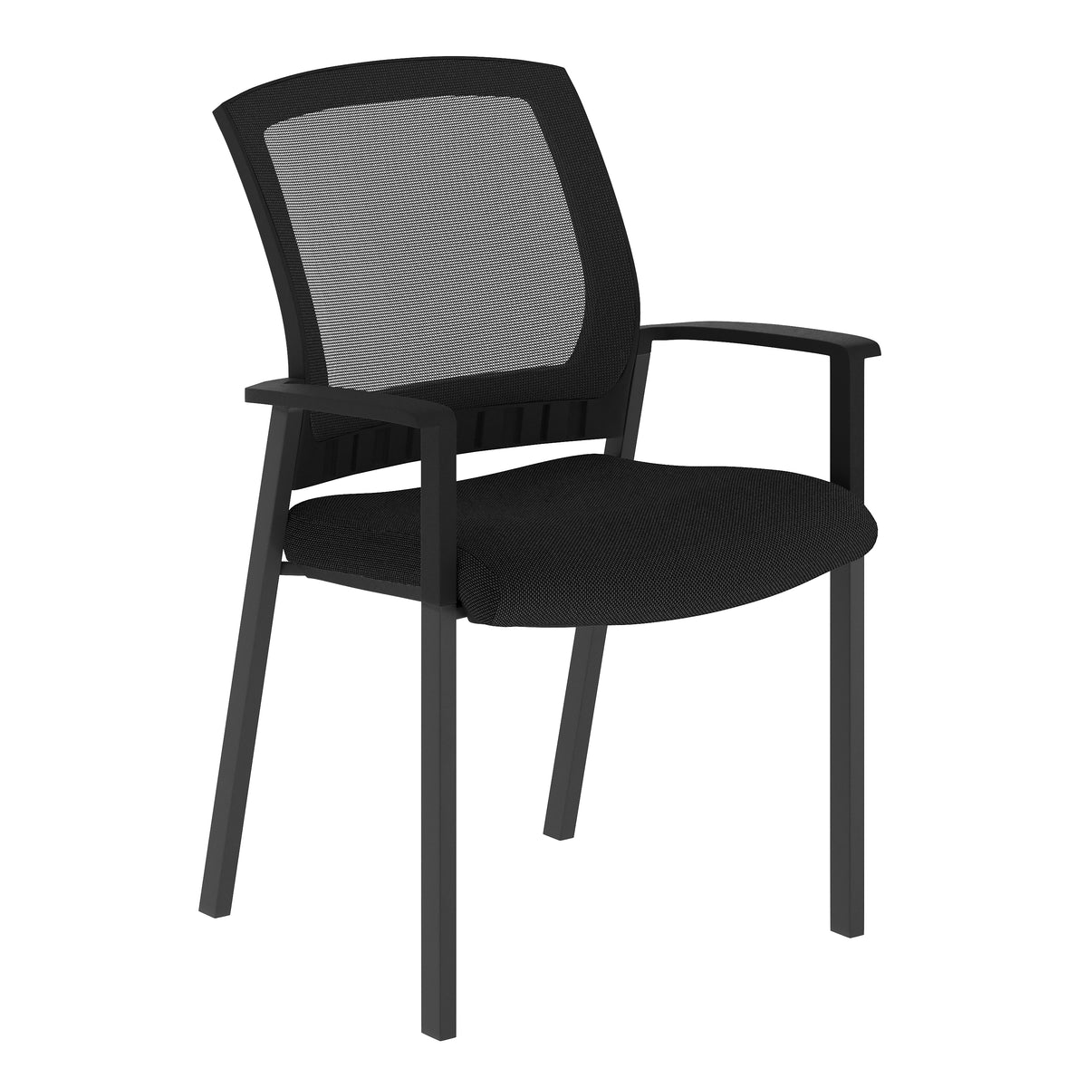 HERCULES Commercial Black Mesh Stackable Side Chair with Arms and Powder Coated Black Steel Frame