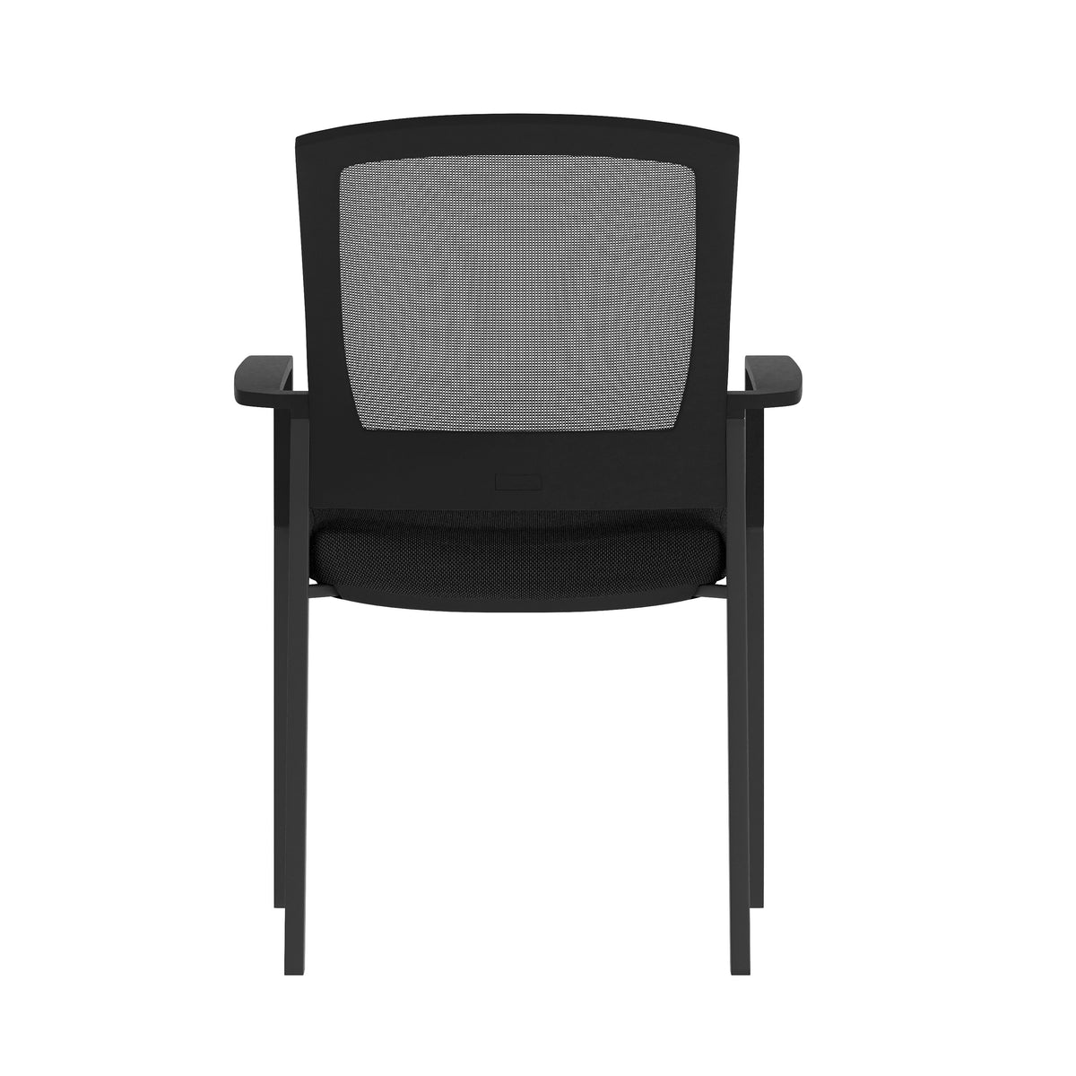 HERCULES Commercial Black Mesh Stackable Side Chair with Arms and Powder Coated Black Steel Frame