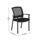 HERCULES Commercial Black Mesh Stackable Side Chair with Arms and Powder Coated Black Steel Frame