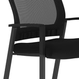 HERCULES Commercial Black Mesh Stackable Side Chair with Arms and Powder Coated Black Steel Frame