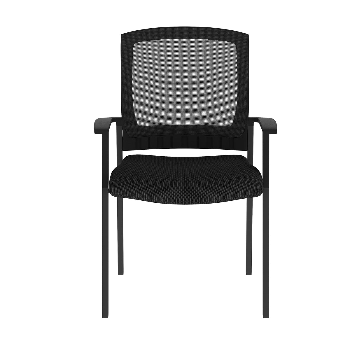 HERCULES Commercial Black Mesh Stackable Side Chair with Arms and Powder Coated Black Steel Frame