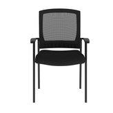 HERCULES Commercial Black Mesh Stackable Side Chair with Arms and Powder Coated Black Steel Frame