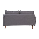 Hudson Mid-Century Modern Loveseat Sofa with Tufted Faux Linen Upholstery & Solid Wood Legs in Dark Gray