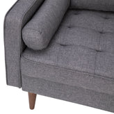 Hudson Mid-Century Modern Loveseat Sofa with Tufted Faux Linen Upholstery & Solid Wood Legs in Dark Gray
