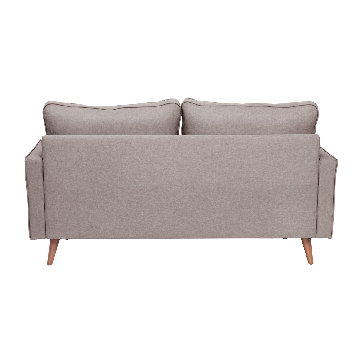 Hudson Mid-Century Modern Loveseat Sofa with Tufted Faux Linen Upholstery & Solid Wood Legs in Slate Gray