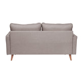Hudson Mid-Century Modern Loveseat Sofa with Tufted Faux Linen Upholstery & Solid Wood Legs in Slate Gray