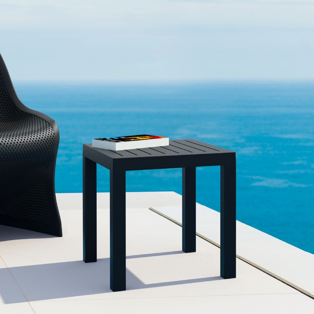 Ocean Outdoor Square Resin 17.7"H Side Table