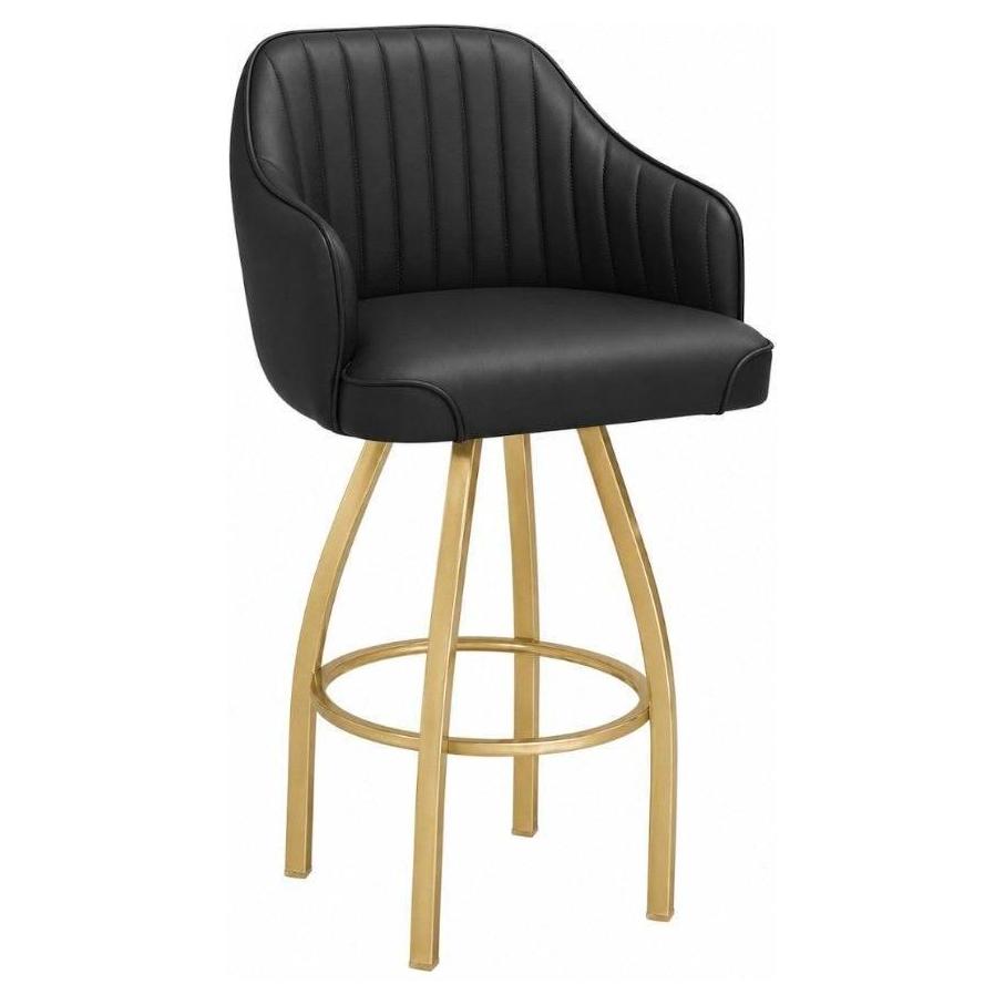 Upholstered Swivel Bar Stool with Gold Frame