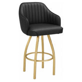 Upholstered Swivel Bar Stool with Gold Frame