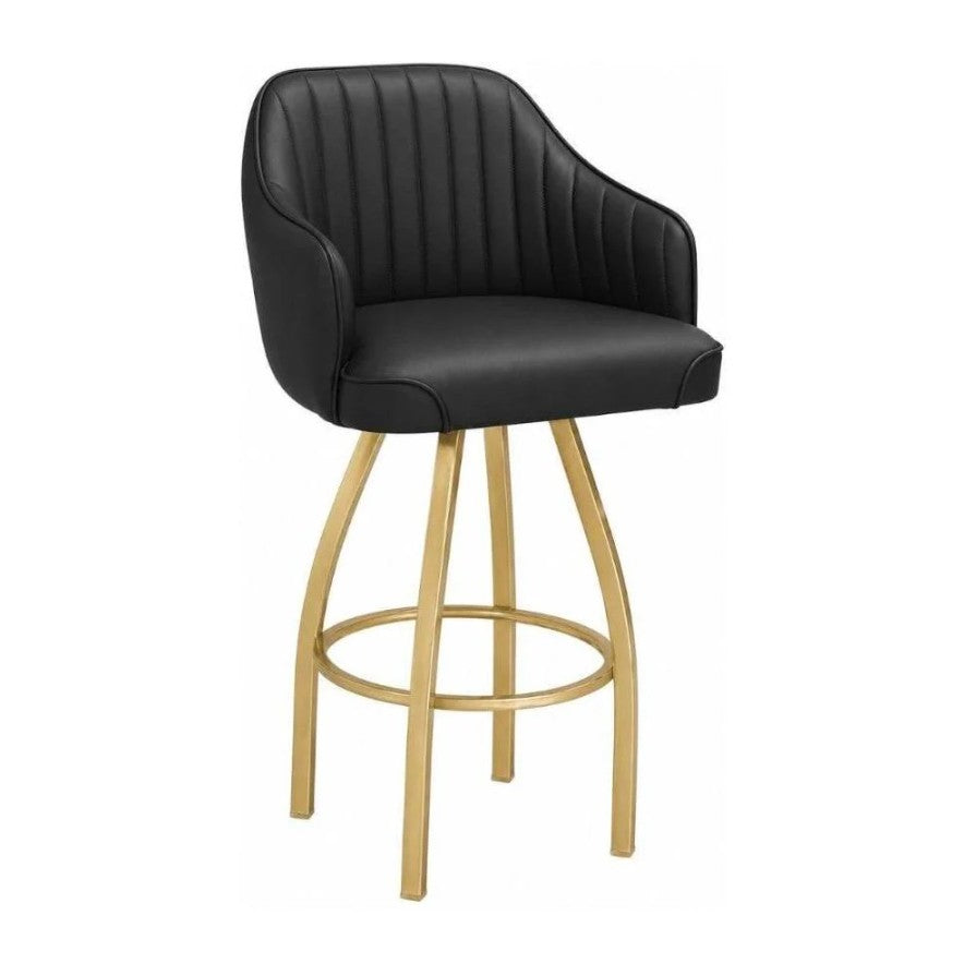 Upholstered Swivel Bar Stool with Gold Frame