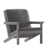 Charlestown All-Weather Poly Resin Wood Adirondack Style Deep Seat Patio Club Chair with Cushions, Gray/Gray
