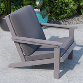 Charlestown All-Weather Poly Resin Wood Adirondack Style Deep Seat Patio Club Chair with Cushions, Gray/Gray
