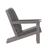 Charlestown All-Weather Poly Resin Wood Adirondack Style Deep Seat Patio Club Chair with Cushions, Gray/Gray