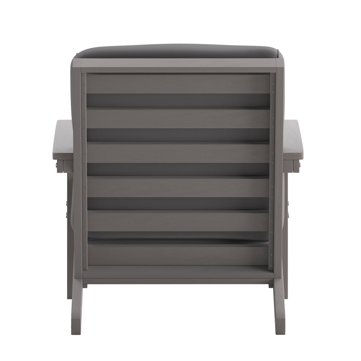 Charlestown All-Weather Poly Resin Wood Adirondack Style Deep Seat Patio Club Chair with Cushions, Gray/Gray