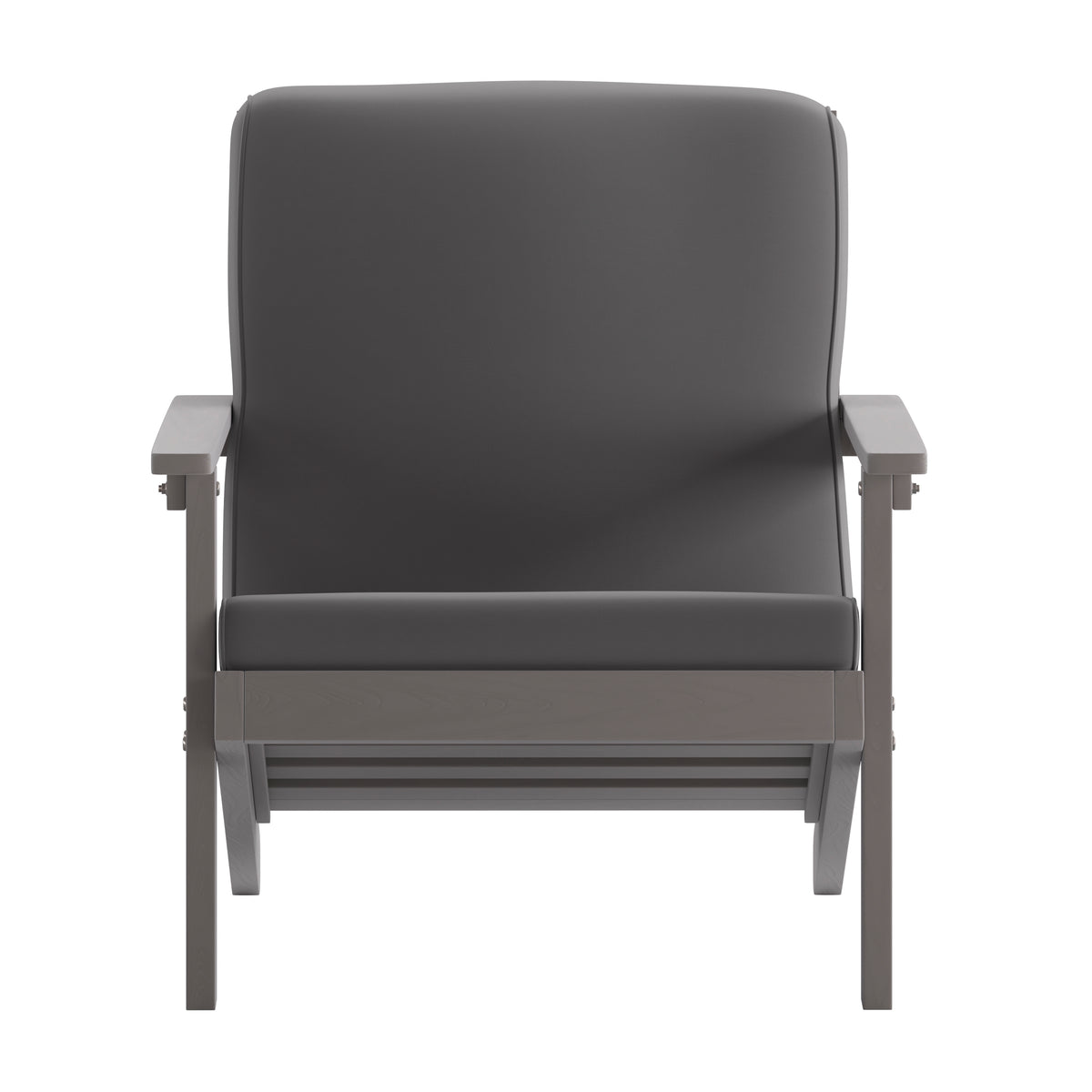 Charlestown All-Weather Poly Resin Wood Adirondack Style Deep Seat Patio Club Chair with Cushions, Gray/Gray