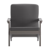Charlestown All-Weather Poly Resin Wood Adirondack Style Deep Seat Patio Club Chair with Cushions, Gray/Gray