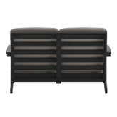 Charlestown All-Weather Poly Resin Wood Adirondack Style Deep Seat Patio Loveseat with Cushions, Black/Charcoal