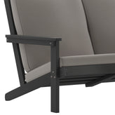 Charlestown All-Weather Poly Resin Wood Adirondack Style Deep Seat Patio Loveseat with Cushions, Black/Charcoal