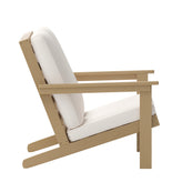Charlestown All-Weather Poly Resin Wood Adirondack Style Deep Seat Patio Loveseat with Cushions, Natural Cedar/Cream