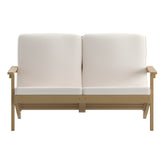 Charlestown All-Weather Poly Resin Wood Adirondack Style Deep Seat Patio Loveseat with Cushions, Natural Cedar/Cream