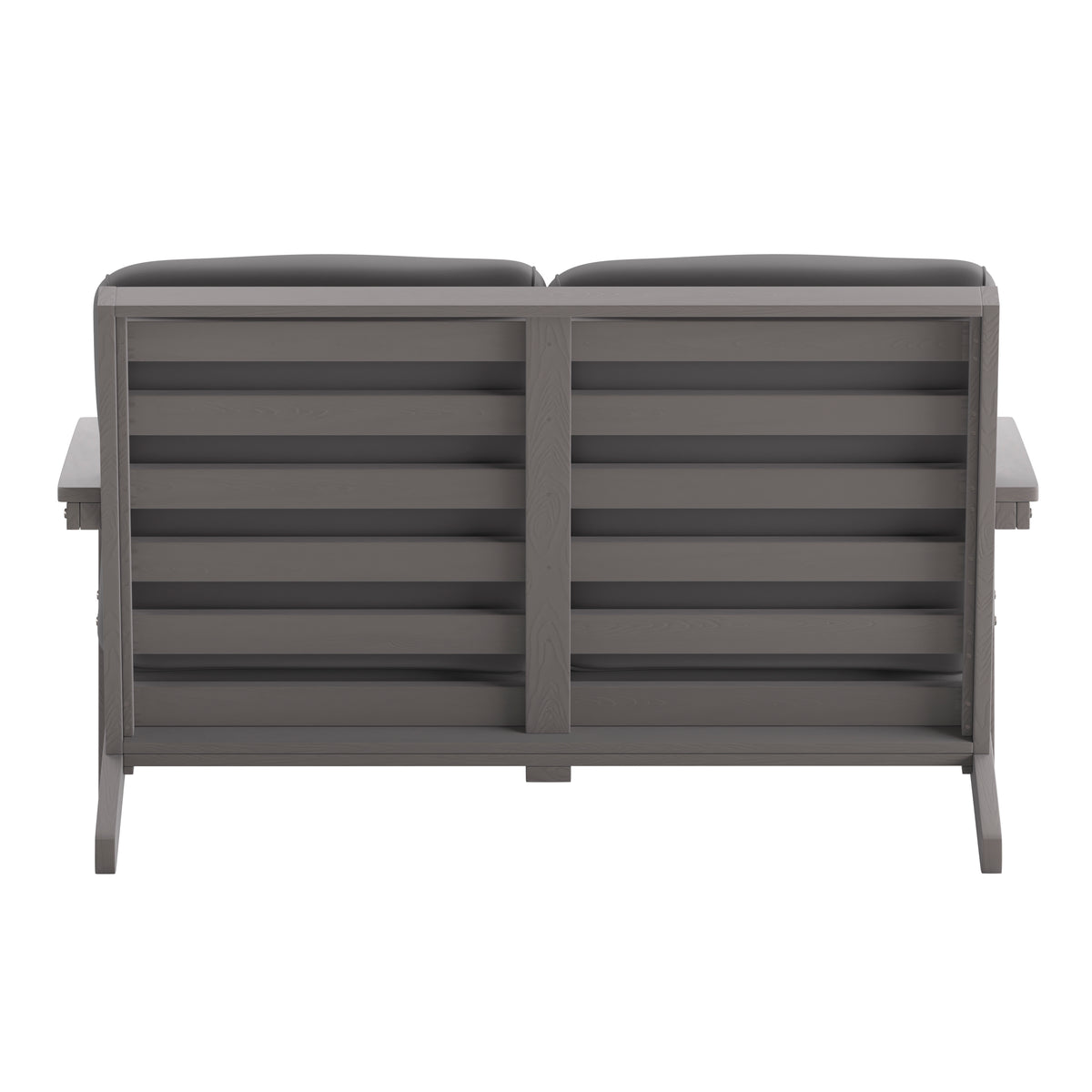 Charlestown All-Weather Poly Resin Wood Adirondack Style Deep Seat Patio Loveseat with Cushions, Gray/Gray