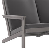 Charlestown All-Weather Poly Resin Wood Adirondack Style Deep Seat Patio Loveseat with Cushions, Gray/Gray