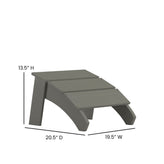 Sawyer Modern Commercial Grade All-Weather Poly Resin Wood Adirondack Ottoman Foot Rest in Gray