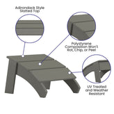 Sawyer Modern Commercial Grade All-Weather Poly Resin Wood Adirondack Ottoman Foot Rest in Gray