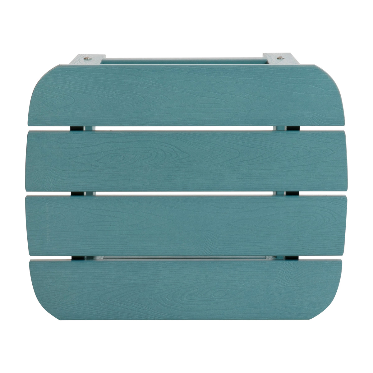 2 Pack Charlestown Commercial All-Weather Poly Resin Wood Adirondack Chairs with Side Table in Sea Foam