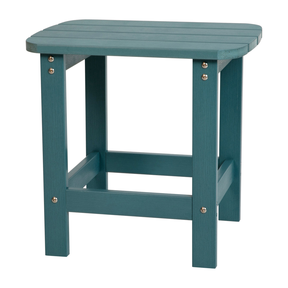 2 Pack Charlestown Commercial All-Weather Poly Resin Wood Adirondack Chairs with Side Table in Sea Foam