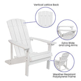 Charlestown Commercial All-Weather Poly Resin Wood Adirondack Chair in White