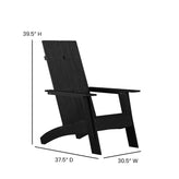 Sawyer Modern Commercial All-Weather Poly Resin Wood Adirondack Chair in Black