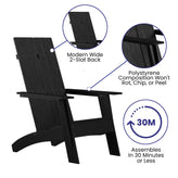 Sawyer Modern Commercial All-Weather Poly Resin Wood Adirondack Chair in Black